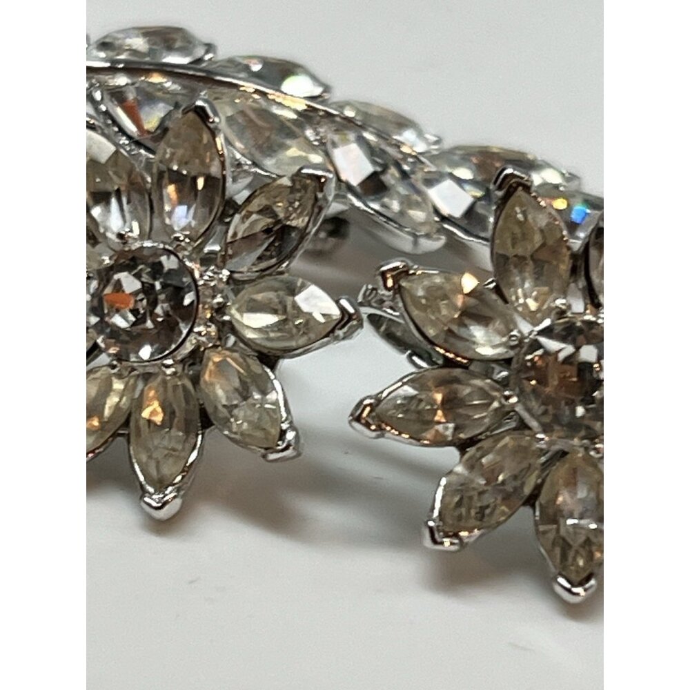 1950 Trifari Clear Rhinestone Brooch & Earrings Set EXCELLENT Sparkly Scarce Wow